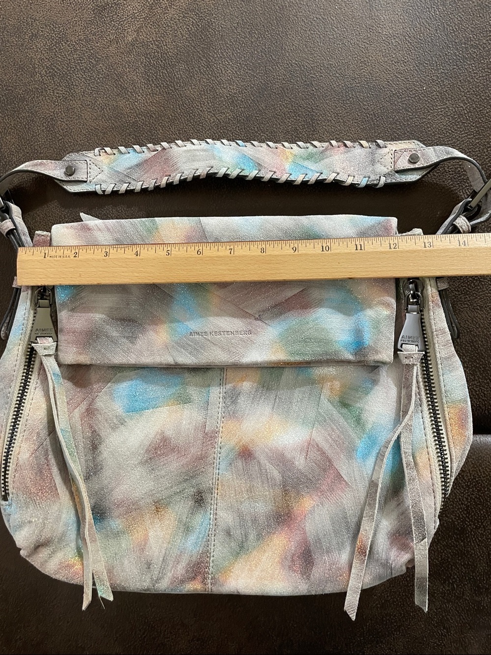 Aimee Kestenberg rainbow metallic leather boho bag with tassel zippers, NWOT - Picture 6 of 14